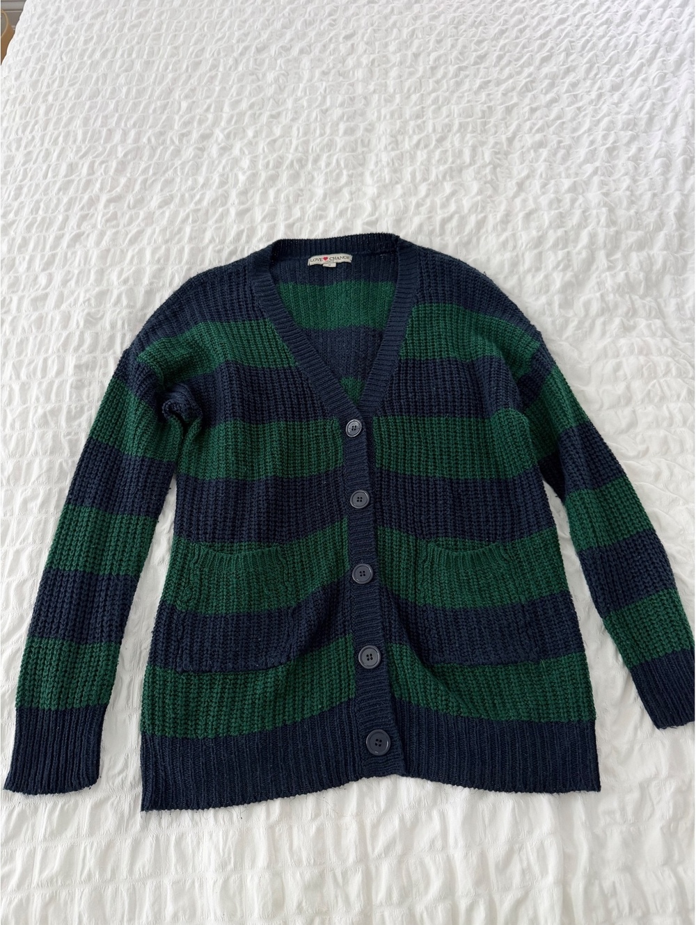 Love Change Italy Striped Knit Cardigan Sweater Medium